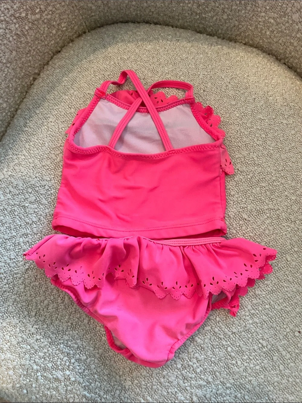 Carter's Bright Pink Ruffle Two-Piece Swim Set -12 months EUC